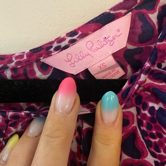 2/$25 Lilly Pulitzer Purple Animal Print Cotton Blouse - Picture 2 of 4